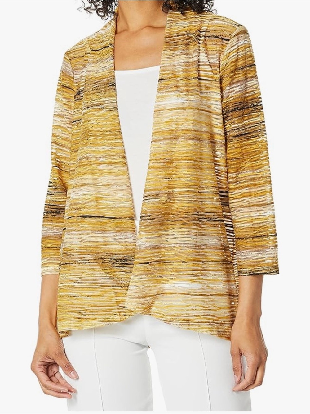 KASPER Women's Long Sleeve Knit Jacquard Cardigan - Picture 7 of 7